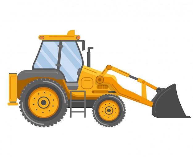 Vector yellow bulldozer tractor