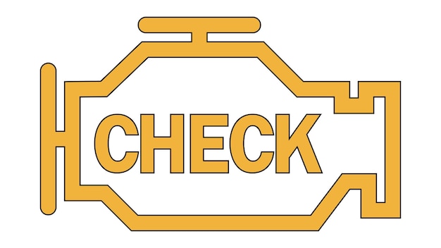 Yellow burning engine error sign on car dashboard check engine