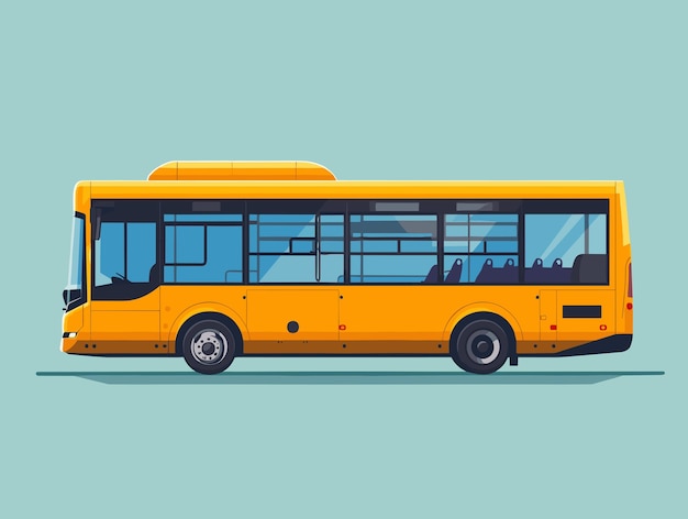 Vettore un autobus giallo con una gomma nera sulla parte anteriore e la parola bus sul lato