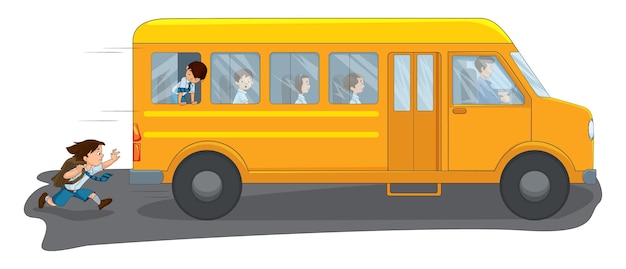 Вектор Желтый автобус с пассажирами