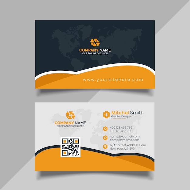 Yellow business card design, corporate business template design