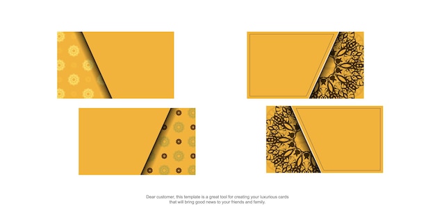 Yellow business card with Indian brown pattern for your personality.