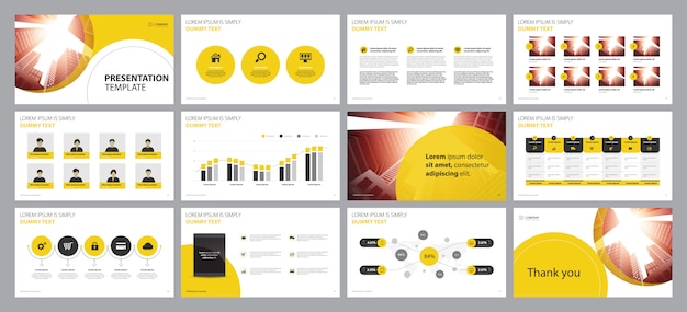 Vettore modello di progettazione layout presentazione aziendale giallo