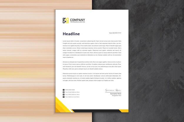 Yellow Business style letter head templates for your project design