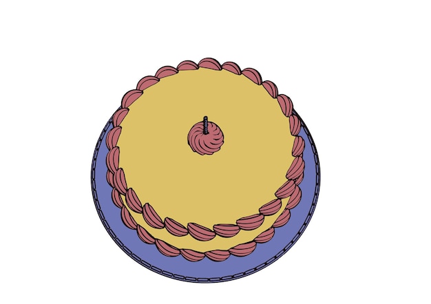 Yellow cake with candle vector