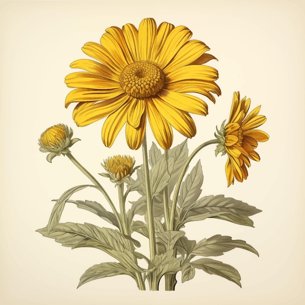 Yellow calendula flowers on yellow background