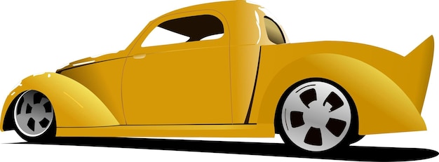 Vettore yellow car pickup on the road vector illustration