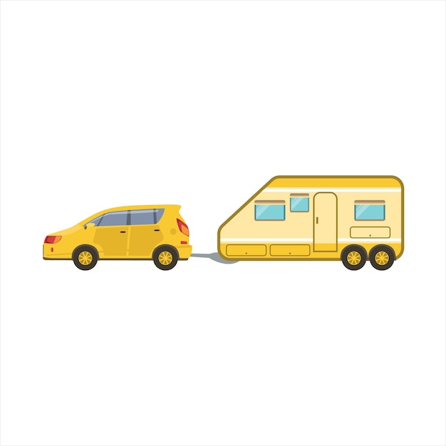 Yellow Car Pulling The Trailer