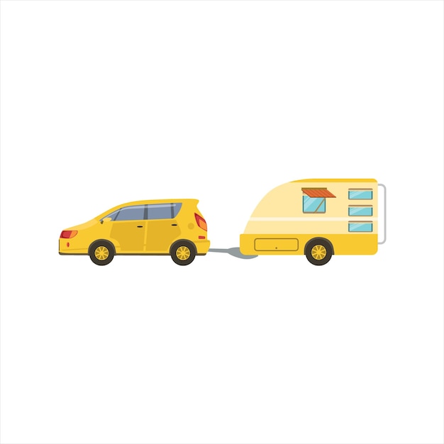 Yellow Car Pulling The Trailer