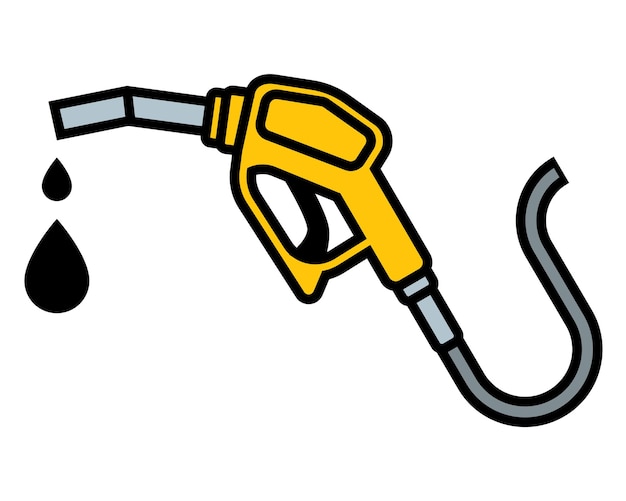 Vector yellow car refueling icon drops of gasoline