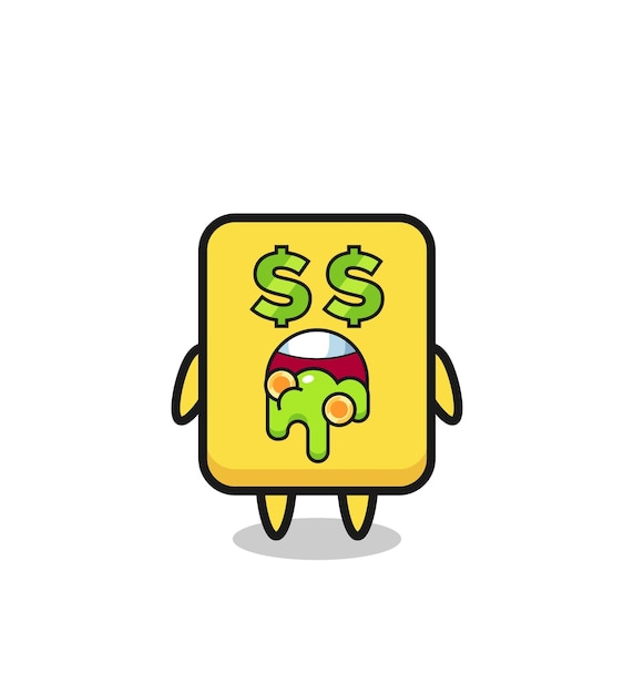 yellow card character with an expression of crazy about money