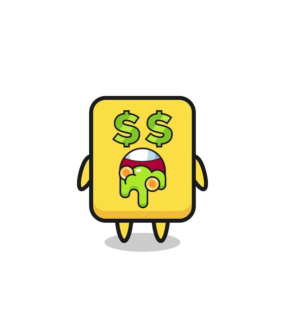 Vector yellow card character with an expression of crazy about money