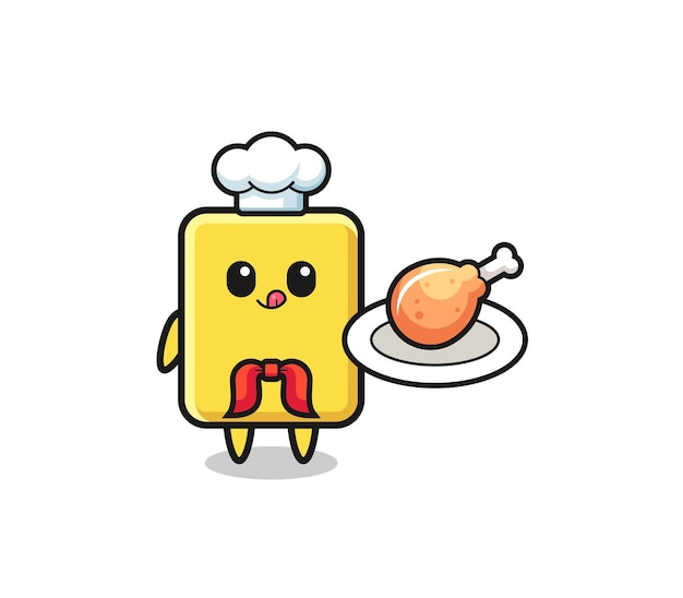 Yellow card fried chicken chef cartoon character cute design