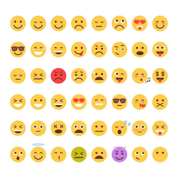 Vector yellow cartoon face set