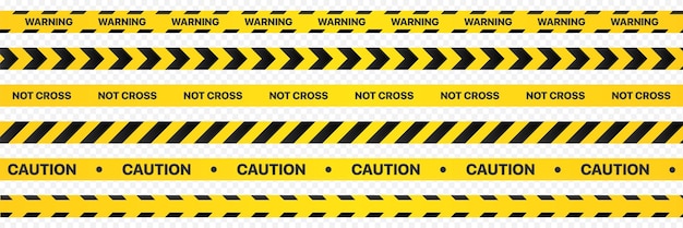 Yellow caution tape on a transparent background Not cross area tape Warning zone