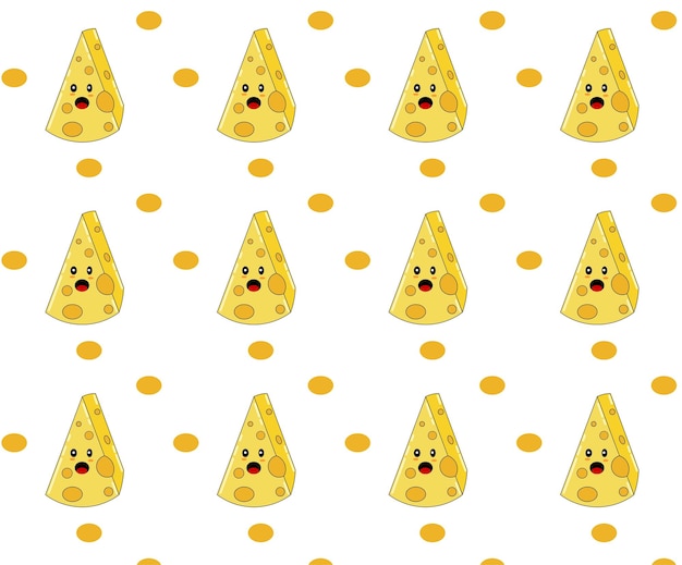 Yellow Cheese Face Ekspressions Pattern Seamless Vector