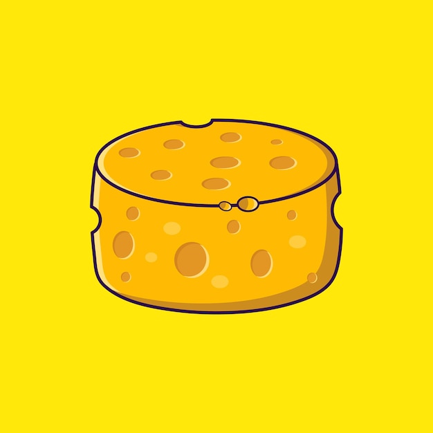 Vettore illustrazione piana di vettore di formaggio giallo