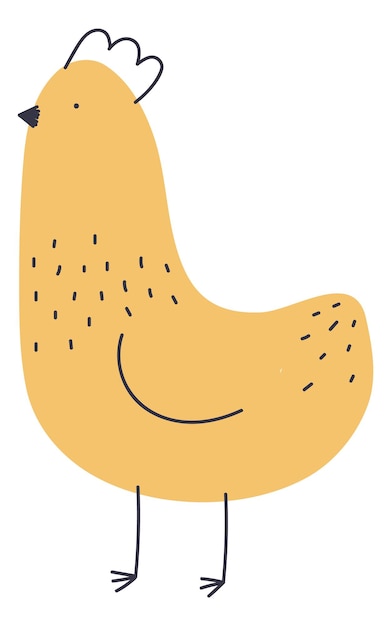 Yellow chick Hand drawn hen Bird doodle