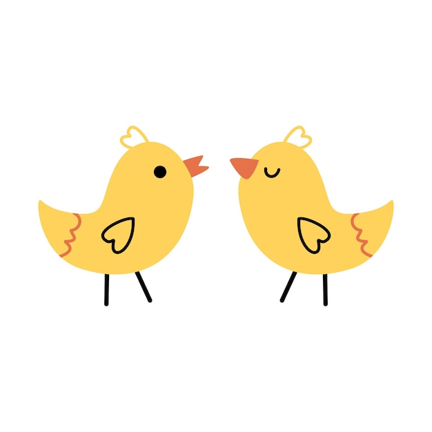 Vector yellow chick stands on its paws