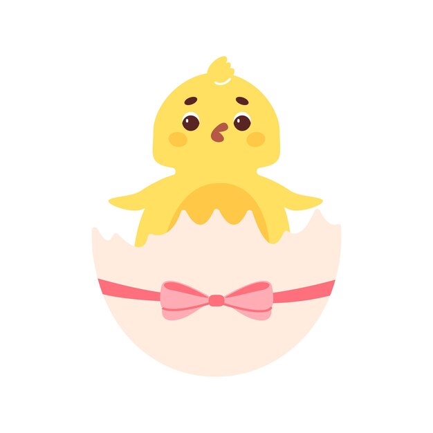 a yellow chicken sits on top of an egg