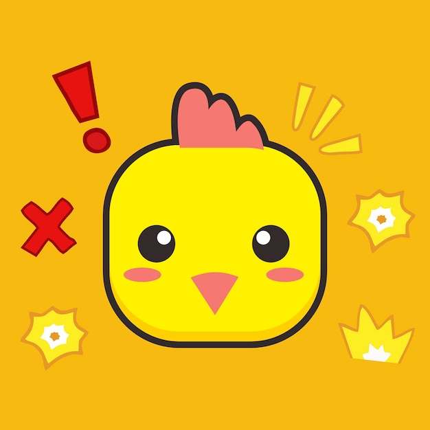 A yellow chicken with an exclamation point on the top