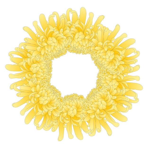 Vector yellow chrysanthemum flower wreath