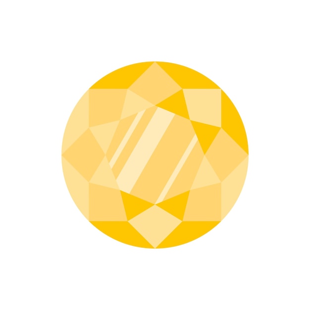 ベクトル 黄色い円の貴石または宝石。明るい光沢のあるクリスタル。