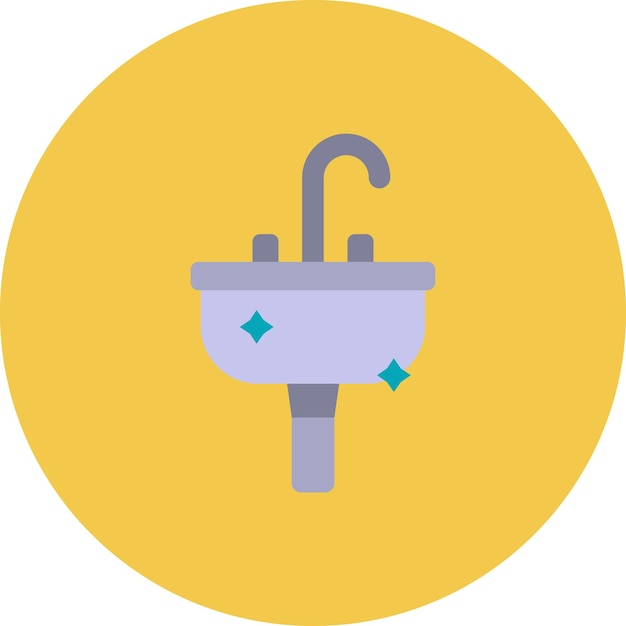 a yellow circle with a faucet and a yellow background