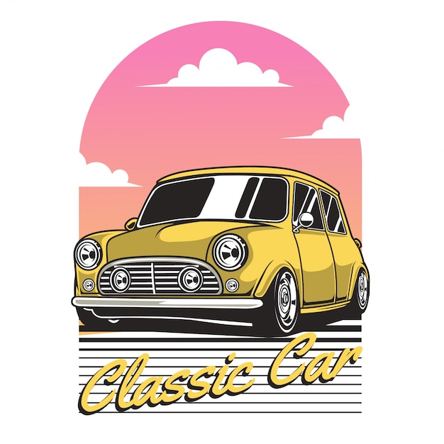 Vector yellow classic car