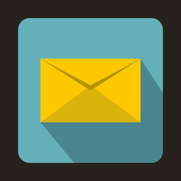 Yellow closed envelope icon in flat style on a baby blue background