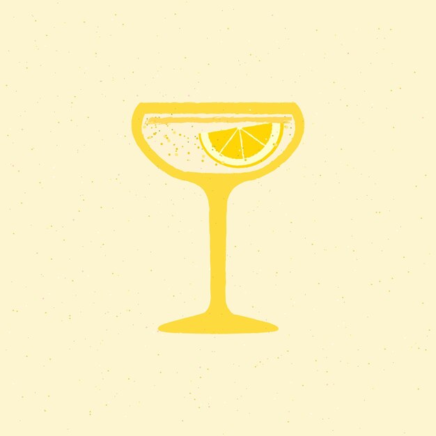 Cocktail giallo con limone per evento illustrazione vettoriale piatta con texture