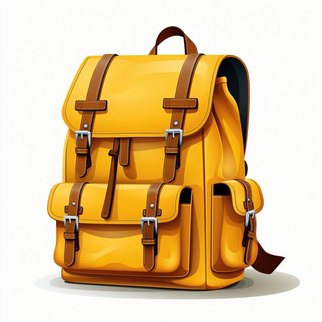 Premium Vector | Yellow color backpack flat vector white background isolat