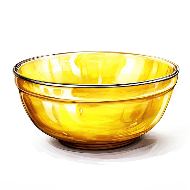 Vector yellow color bowl watercolor vector white background isol