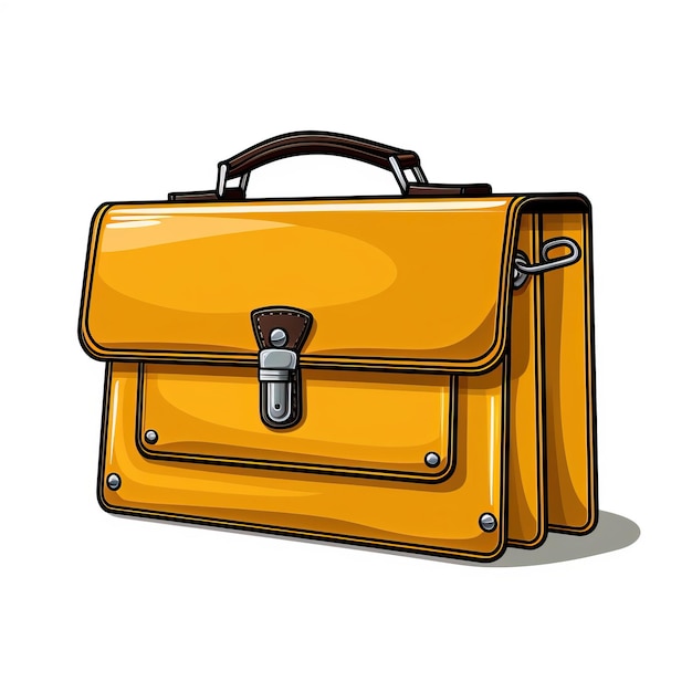 Yellow color Briefcase handdrawn vector white background