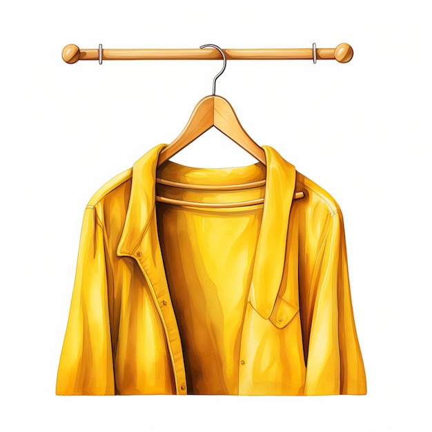 Vector yellow color clothes hanger watercolor vector white backg