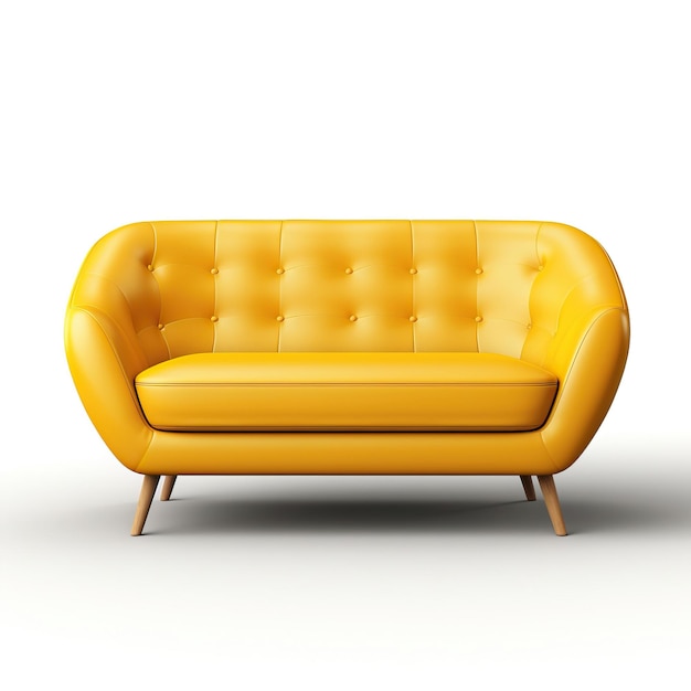 Vector yellow color couch 3d vector white background isolated hi