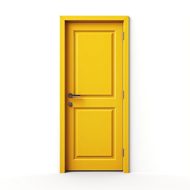 Vector yellow color door flat vector white background isolated h