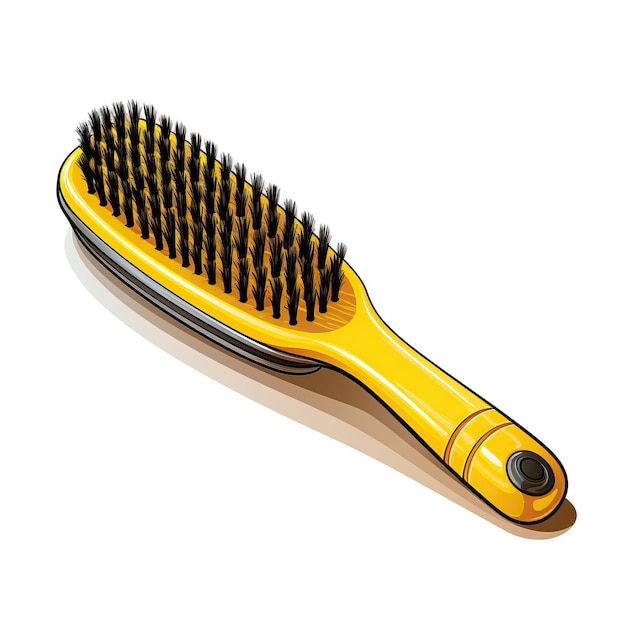 Vector yellow color hairbrush handdrawn vector white background