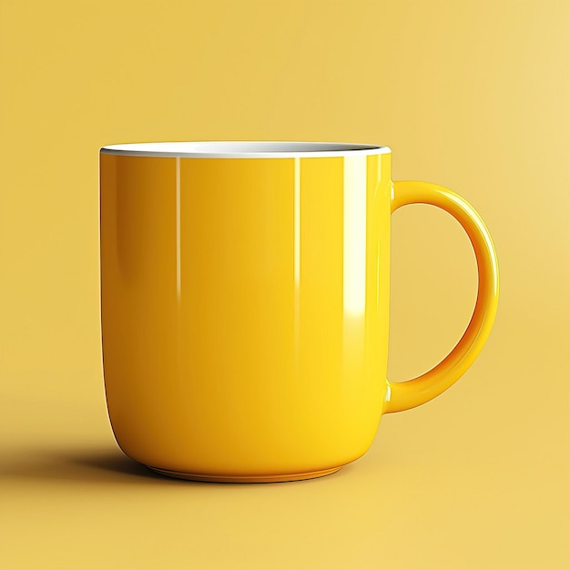 Yellow color Mug flat vector white background isolated hi