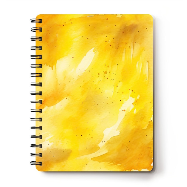 Vector yellow color notebook watercolor vector white background