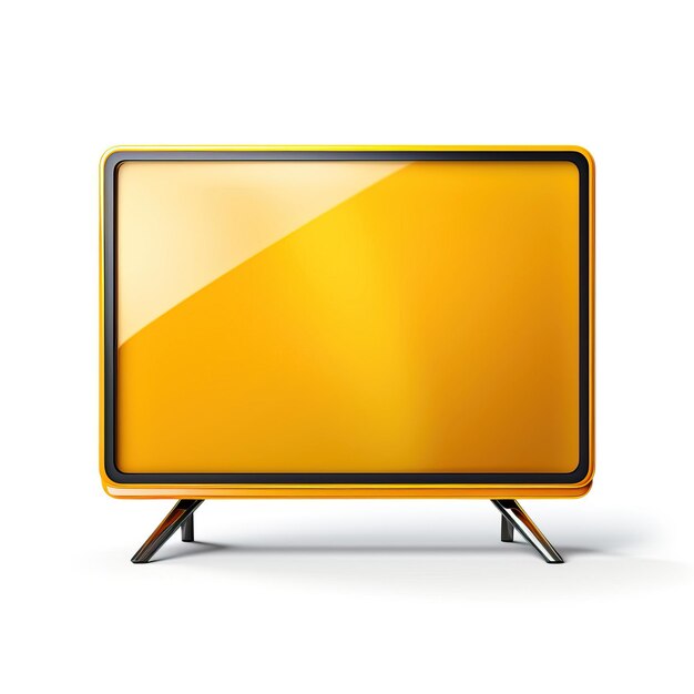 Vector yellow color television flat vector white background isol