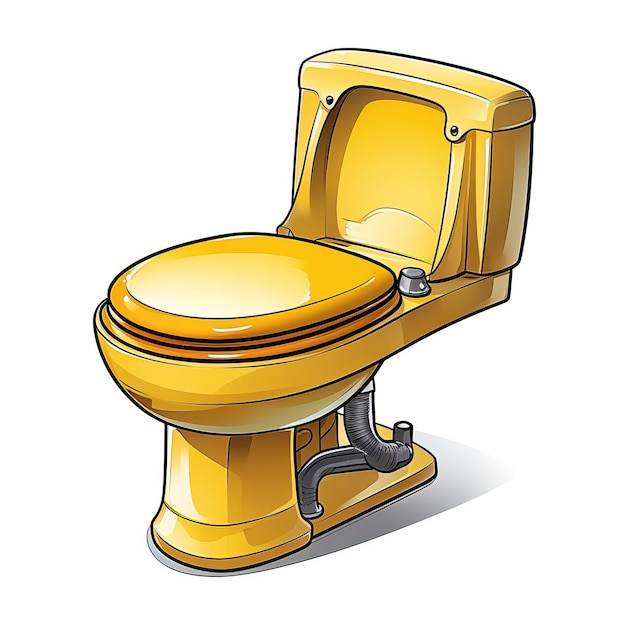 Vector yellow color toilet handdrawn vector white background is