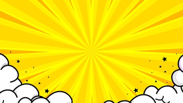 Vector yellow comic background with cloud cartoon