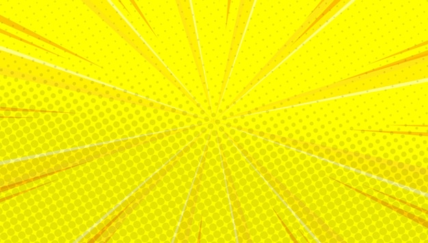 Yellow comic background with sun burst and dot halftone