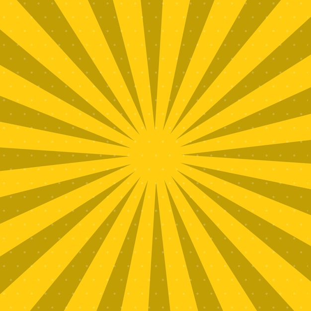 Желтый фон страницы комиксов в стиле поп-арт с пустым пространством. Шаблон с лучами, точками и текстурой с эффектом полутонов. Векторная иллюстрация