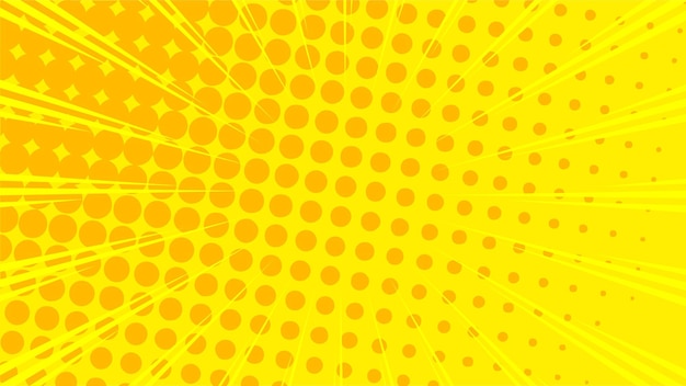 Yellow comic halftone zoom lines background