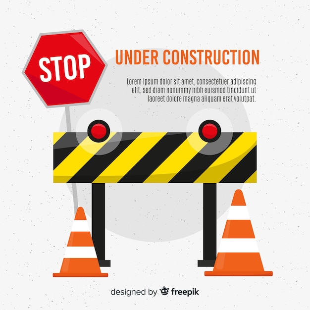 Yellow under construction flat background