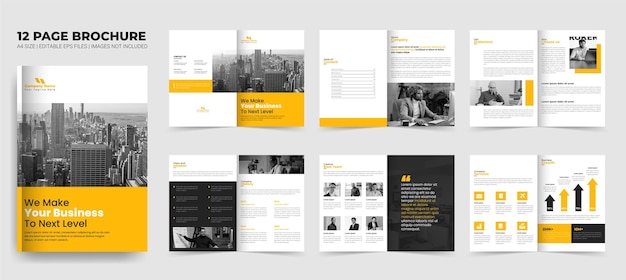 Вектор Желтый корпоративный бизнес-шаблон брошюры и шаблон минимального бизнес-предложения