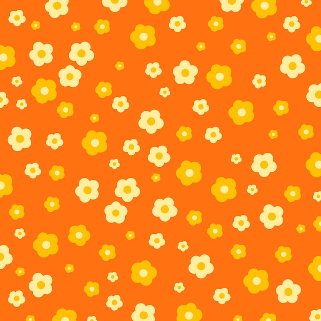 Vector yellow and cream flowers on an orange background for wallpaper backdrop ads template banner post