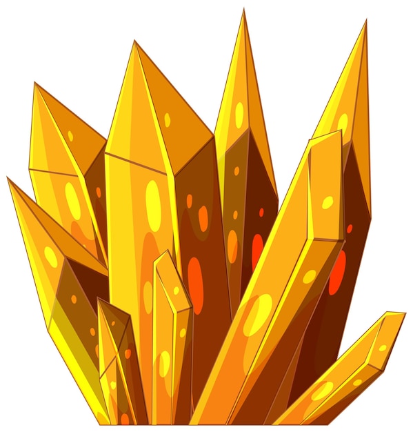 Vector yellow crystal in cartoon style